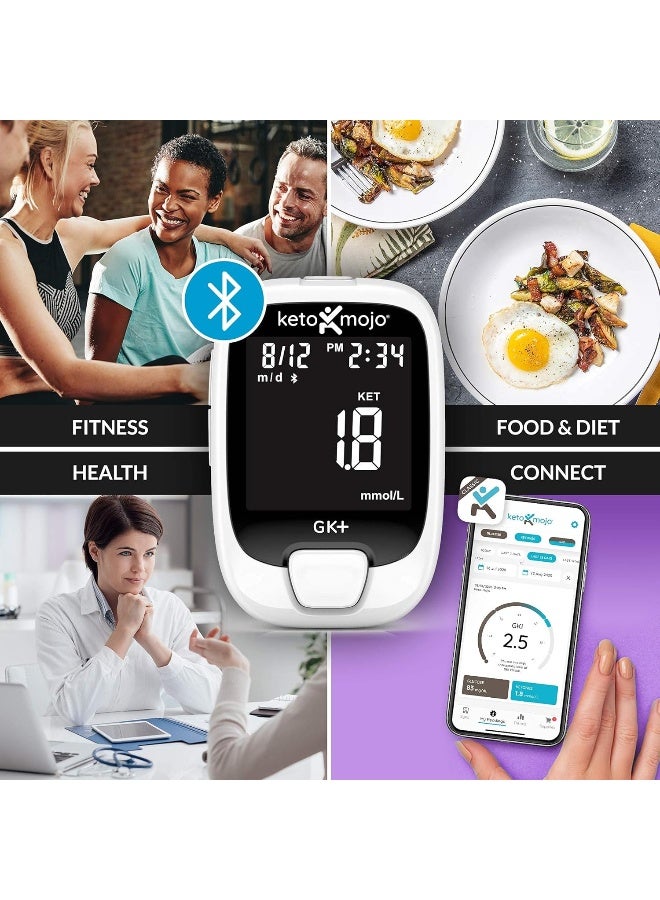 KETO-MOJO GK+ Bluetooth Glucose & Ketone Testing Kit + Free APP for Ketosis & Diabetes Support. 20 Blood Test Strips (10 Each), Meter, 20 Lancets, Lancing Device, and Control Solutions - Image 5